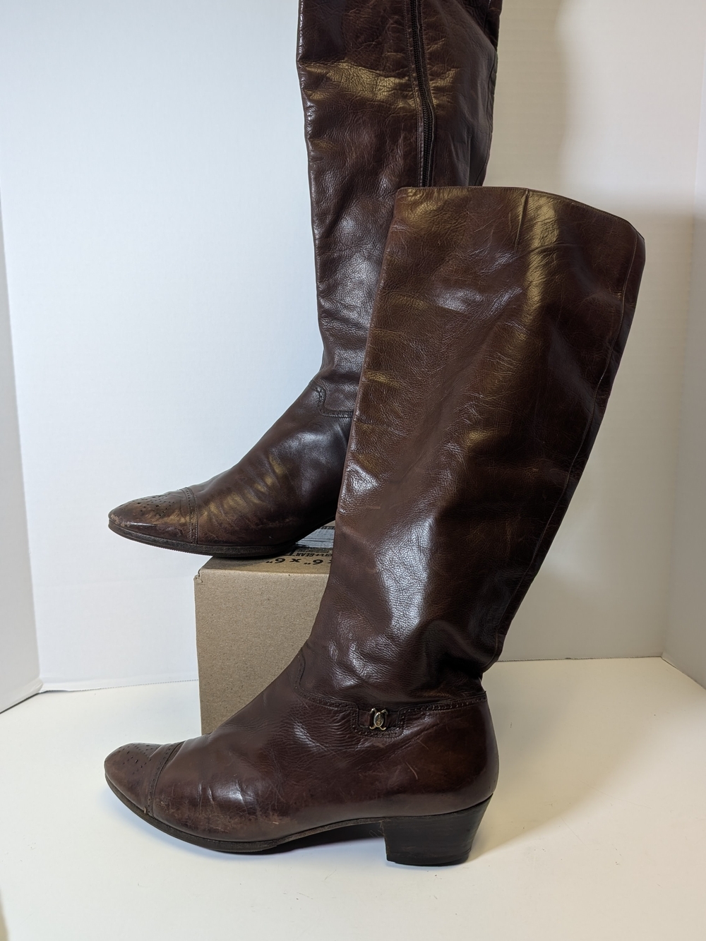 Salvatore Ferragamo Brown Leather Knee-High Boots